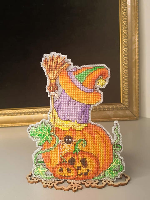 Siuvinėjimo kryželiu rinkinys „Happy Halloween“ Crystal Art, 12×14 cm