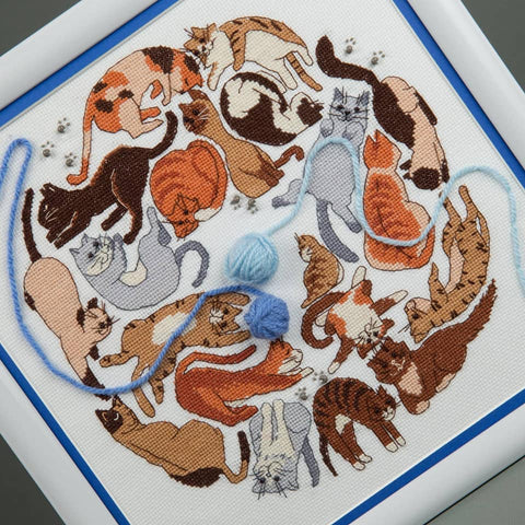 Siuvinėjimo kryželiu rinkinys Crystal Art Katės žaidimas, Aida 16, 25x25 cm