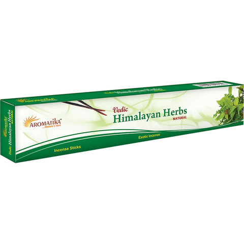 Smilkalai Aromatika Vedic Himalayan Herbs — natūralūs, pristatyti ilgoje žaliai‑baltoje pakuotėje, skirtas namų aromatizavimui