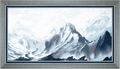Siuvinėjimo kryželiu rinkinys „Kalnai“, Aida 14, 77×39 cm, 11 spalvų