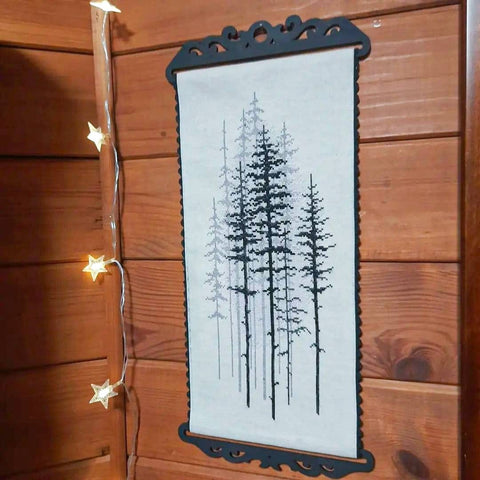 Siuvinėjimo kryželiu rinkinys su karoliukais „Ūkanotas miškas“, 15×29,5 cm
