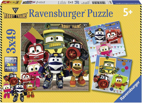 3 x 49 Puzzle Robot Trains - RAVENSBURGER dėlionėHOBI.LT 🇱🇹