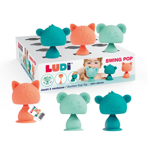 LUDI silikoninis kramtukas grybukas su siurbtuku, kūdikiams 10+ mėn., 9 cm (1 vnt.)