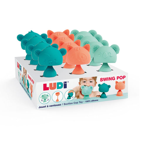 LUDI silikoninis kramtukas grybukas su siurbtuku, kūdikiams 10+ mėn., 9 cm (1 vnt.)