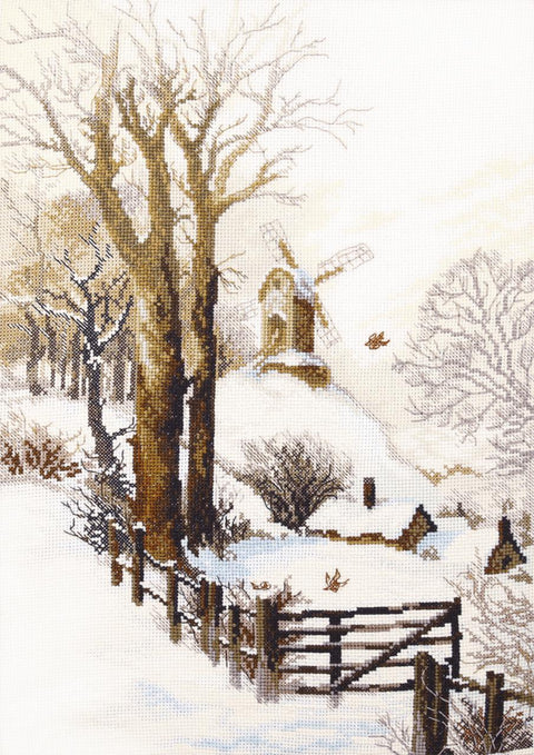 Siuvinėjimo kryželiu rinkinys „Žiemos saulėtekis“, Aida 16, 27×38,5 cm