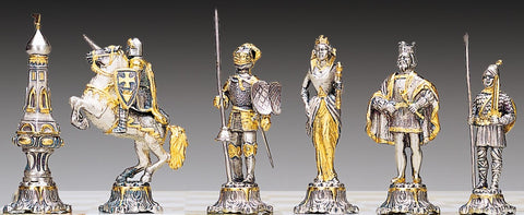 VIDURAMŽIŲ KARAI II: ypač prabangūs šachmatai iš Bronzos dengti tikru 24K auksu + stalas ir kėdės