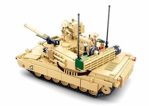 Sluban M1A2 SEP V2 Abrams kovinio tanko konstruktorius – 781 detalių, 29 cm, 6+