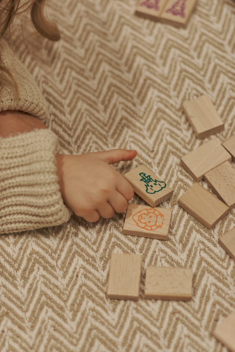 IGROTECO Mahjong stalo žaidimas vaikams – gyvūnų kaladėlės, 49 vnt.
