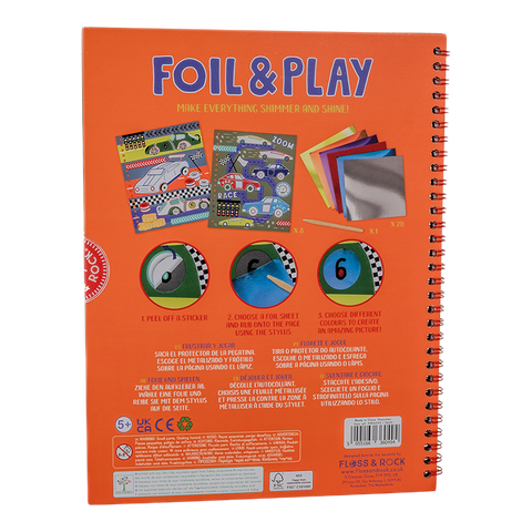 Floss & Rock folijos meno knygelė „Mašinos“ – kūrybinis rinkinys vaikams 5+