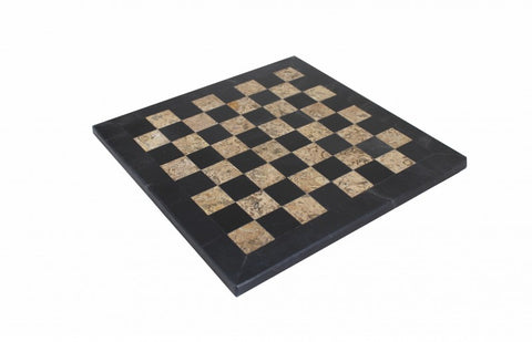 Marmurinis juodos ir rudos spalvos klasikinis šachmatų rinkinys su odine dėtuve