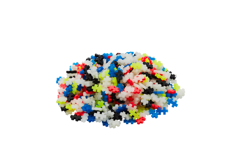 Plus-Plus konstruktorius – šviečiantis tamsoje, 600 mini detalių (20 mm), neoninės spalvos