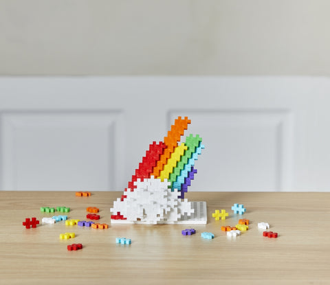 Plus-Plus mini konstruktorius „Vaivorykštė“ – 520 detalių, 1 m rinkinys, 5–12 metų