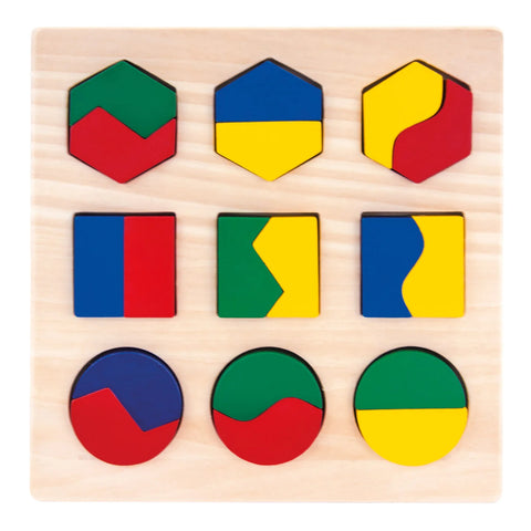 Bino medinė lavinamoji geometrinių formų dėlionė, 17×17 cm, 3+