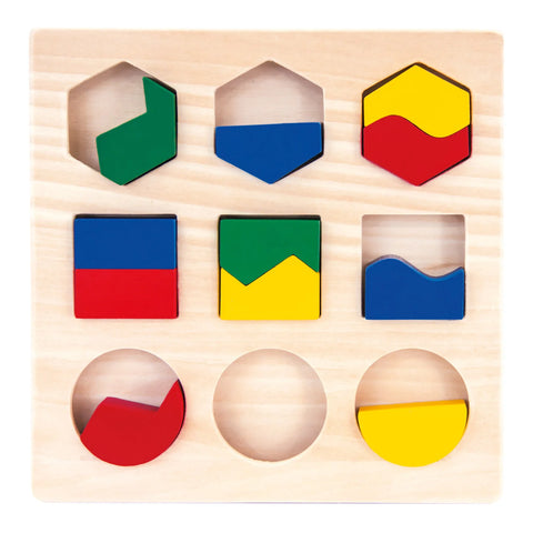 Bino medinė lavinamoji geometrinių formų dėlionė, 17×17 cm, 3+