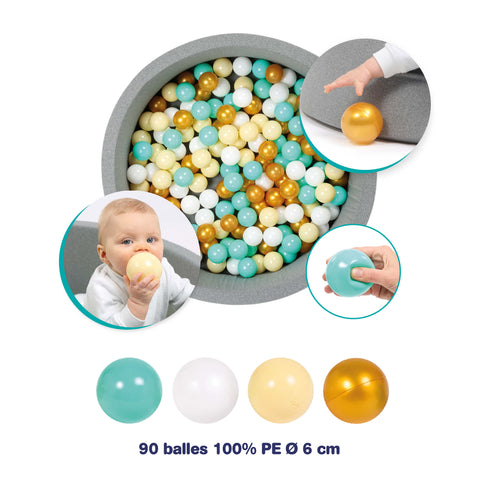 LUDI spalvoti žaidimų kamuoliukai baseinui – 90 vnt., 6 cm, vaikams nuo 6 mėn.