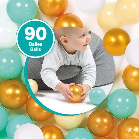 LUDI spalvoti žaidimų kamuoliukai baseinui – 90 vnt., 6 cm, vaikams nuo 6 mėn.