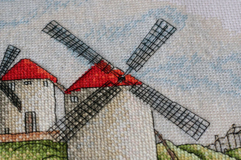 Siuvinėjimo kryželiu rinkinys Vėjo malūnai, 14 ct, 39x18 cm, Abris Art