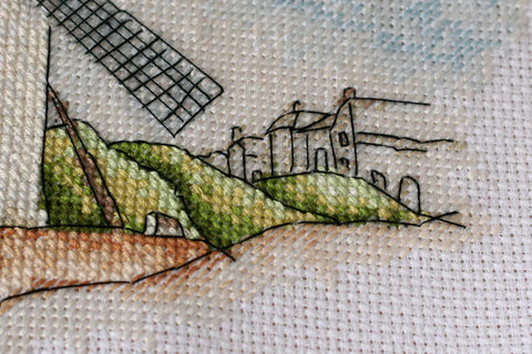 Siuvinėjimo kryželiu rinkinys Vėjo malūnai, 14 ct, 39x18 cm, Abris Art