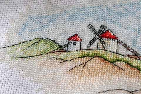 Siuvinėjimo kryželiu rinkinys Vėjo malūnai, 14 ct, 39x18 cm, Abris Art