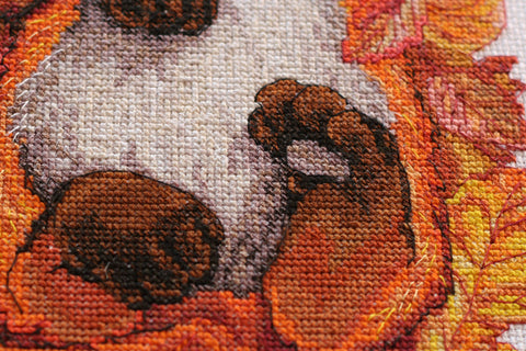 Siuvinėjimo kryželiu rinkinys „Pirmasis ruduo“, 24×36 cm, 14 ct, 33 spalvos