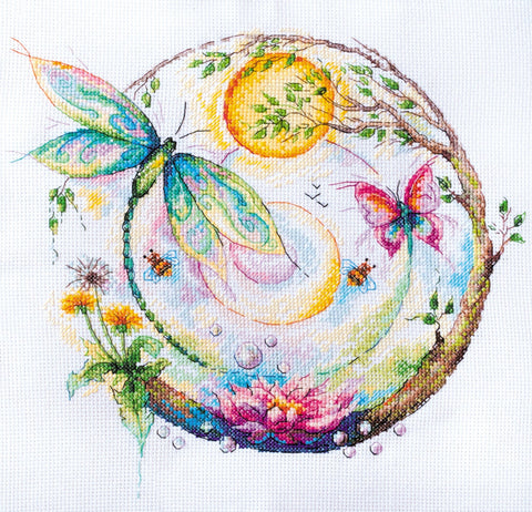 Siuvinėjimo kryželiu rinkinys „Spalvų magija“, 14 ct, 38 spalvų, 25×23 cm