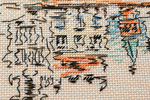 Siuvinėjimo kryželiu rinkinys „Spalvingas miestas“, 14 ct, 22×22 cm