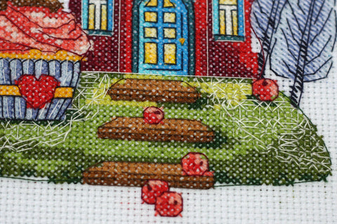 Siuvinėjimo kryželiu rinkinys Kavinė, 14 ct, 32 spalvos, 15x19 cm