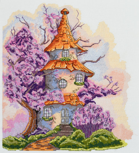 Siuvinėjimo kryželiu rinkinys „Stebuklingi namai“, 27x30, 18 ct, su karoliukais