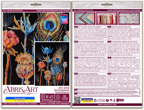 Siuvinėjimo kryželiu rinkinys Remembering, juodas 14 ct, 22x30 cm, 34 spalvos