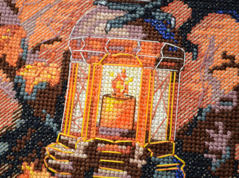 Siuvinėjimo kryželiu rinkinys „Nakties sargyba“, 24x25 cm, 14 ct, kavos drobė