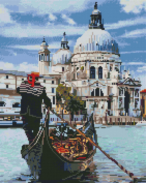 Kryželių rinkinys Venecijos gondola prie Santa Maria della Salute, mozaikinis, detalizuotas dizainas skirtas siuvimui