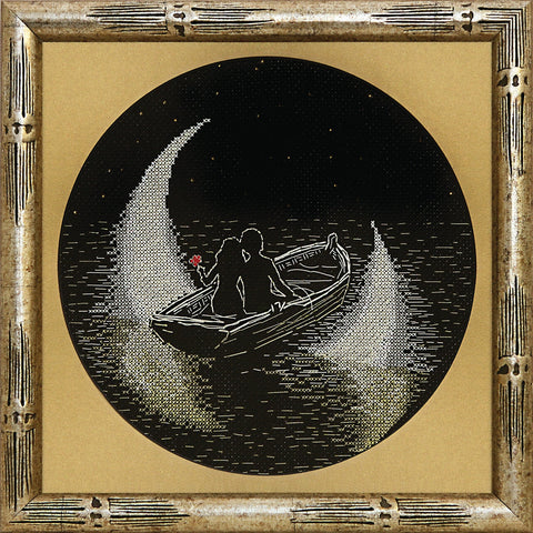 Siuvinėjimo kryželiu rinkinys „Romantic“, Aida 14 juoda, 22×22 cm Charivna Mit