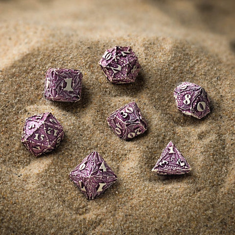 Drakono tematika RPG kauliukų rinkinys „Yucatan Featherwing“, smėlio/violet.