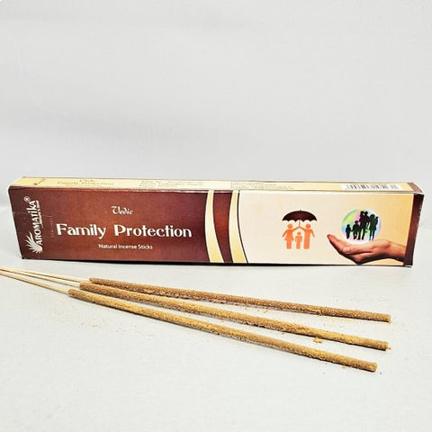 Smilkalai Aromatika "Family Protection" rudi ilgi lazdelės prieš pakuotę, natūralūs raminantys aromatai