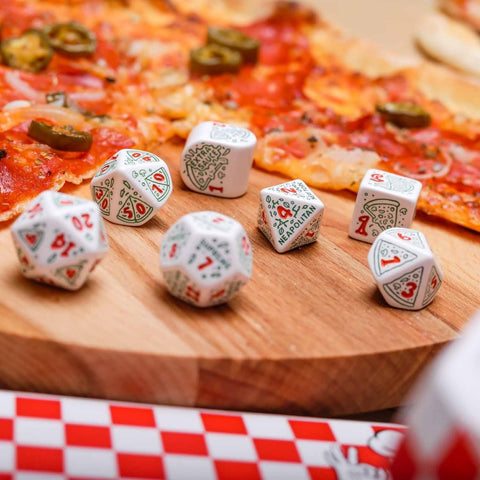 Q WORKSHOP Pepperoni picos teminis RPG kauliukų rinkinys, 7 vnt.