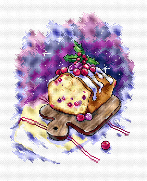 Siuvinėjimo kryželiu rinkinys Tortas, 16 ct Aida, 18x22 cm, 32 spalvos