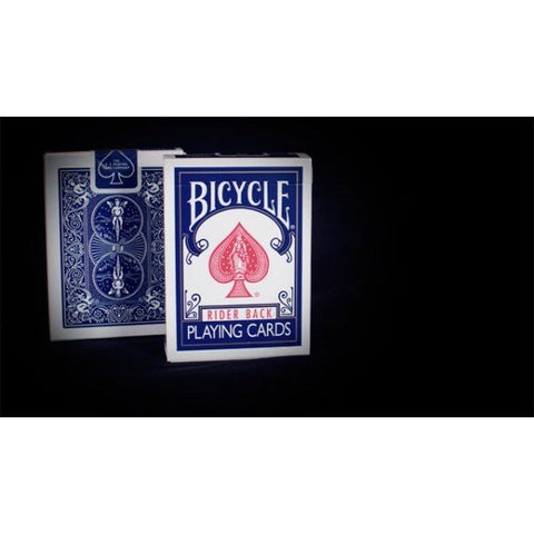 Bicycle kortos mėlynu Rider Back dizainu, standartinio dydžio dėžutė su išryškintu priekinio ir galinio paviršių dizainu