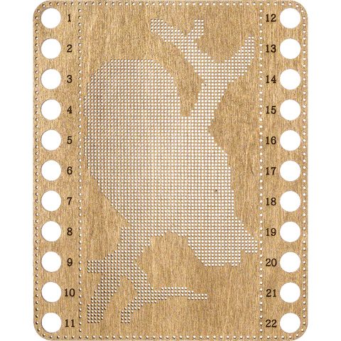 Siuvinėjimo kryželiu rinkinys ant medžio, perforuotas, 14x17 cm, be siūlų
