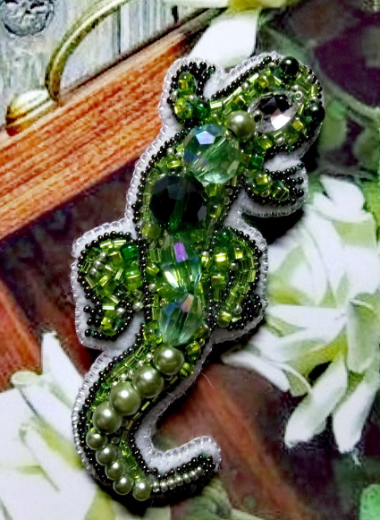 Karoliukų siuvinėjimo rinkinys sagė „Driežas“ Crystal Art
