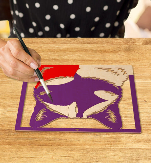Splat Planet medinis 3D spalvinimo paveikslas „Katė“ – rinkinys su dažais ir teptukais, 25×25 cm