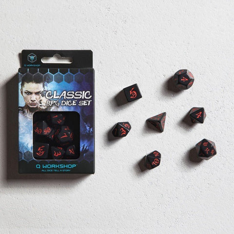 Q - Workshop: Classic RPG kauliukų rinkinys juodos ir raudonos sp - HOBI.LT 🇱🇹