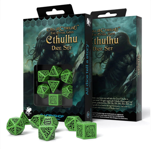 COC The Outer Gods Cthulhu kauliukų rinkinys žalios ir juodos spalvosHOBI.LT 🇱🇹