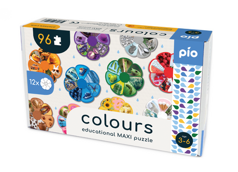 Lavinamoji maksi dėlionė „Colours“ – 96 det., 12 spalvų gėlyčių, 3–6 m., PIO