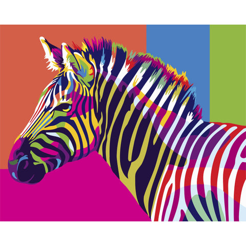 Tapyba pagal skaičius: Vaivorykštinis zebras, 40x50 cm rinkinys