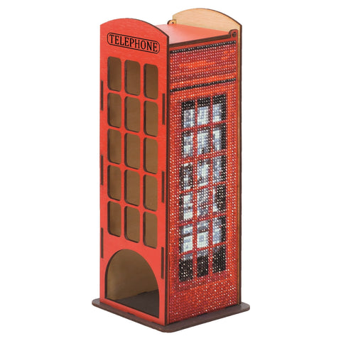 Deimantinė mozaika ant medžio – Telefonų būdelė, DIY kūrybinis rinkinys