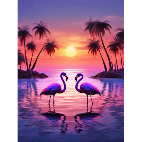 Spalvingas deimantinės mozaikos rinkinys „Flamingai“ 30x40 cm