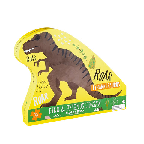 Dinozaurų dėlionė vaikams, 40 det., didelės detalės, blizgi folija – Floss & Rock