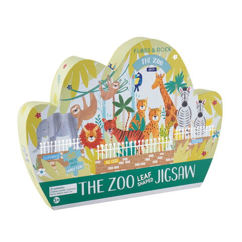 Vaikiška dėlionė „Zoologijos sodas“ 80 det., blizgi folija, 55×35 cm – Floss & Rock