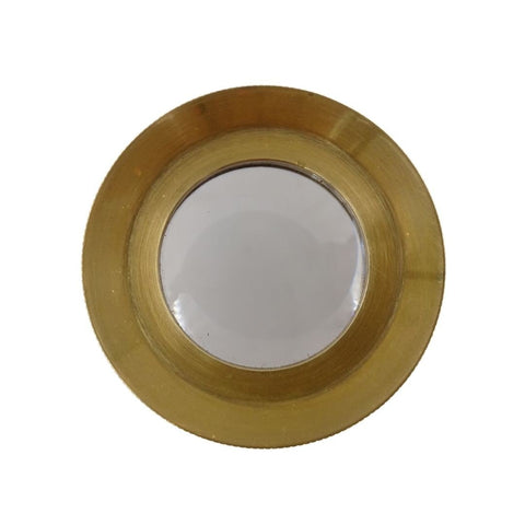 Durų akutė, mozinė apvali su stikline lęšio anga, priekiniame artime plane matomos rėmo ir lęšio detalės