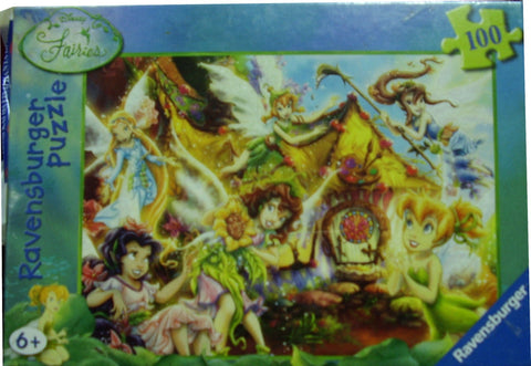 Dėlionė Ravensburger Disney Fairies, 100 dalių, spalvinga fėjų iliustracija ant dėžutės